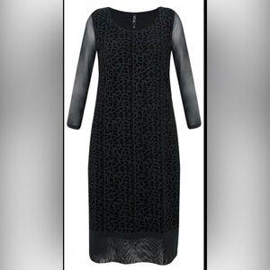 FOIL New Zealand Design Triangles Black Geometric Flock Velvet Dress Dress Small